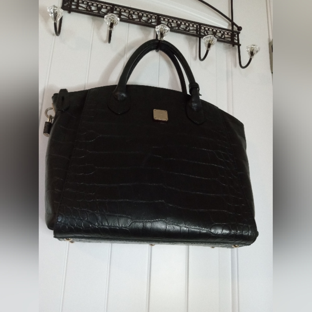 MCM Black Embossed Leather Tote